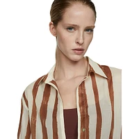 Lineas Striped Semi-Sheer Button-Down Shirt