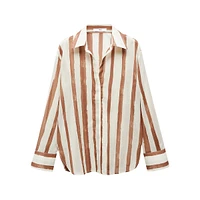 Lineas Striped Semi-Sheer Button-Down Shirt