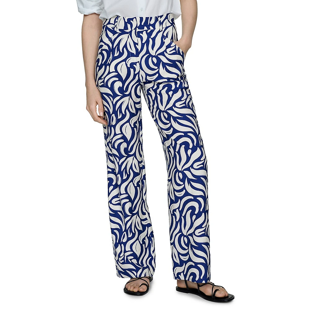 Travel Printed Wide-Leg Pants