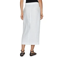 Side-Tie Linen Midi Skirt