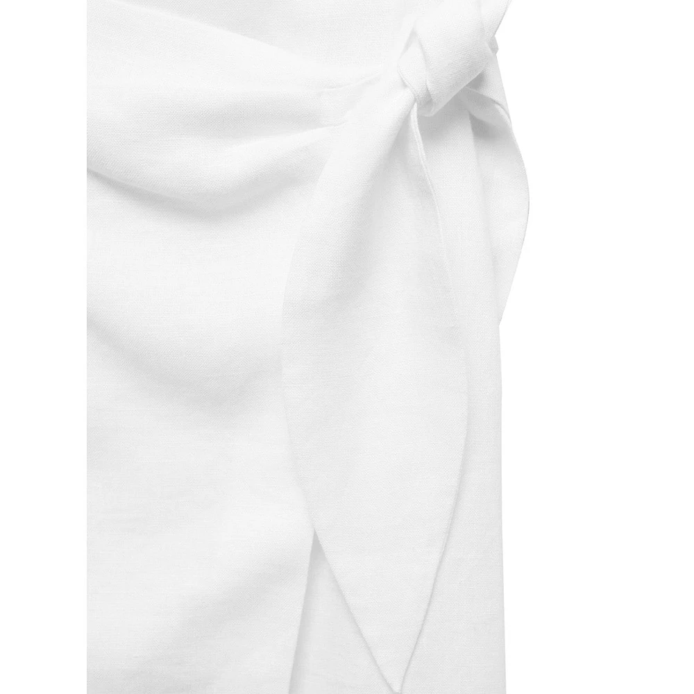 Side-Tie Linen Midi Skirt