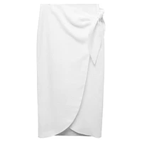Side-Tie Linen Midi Skirt