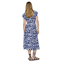 Printed Self-Belted Textured Midi Shirtdress