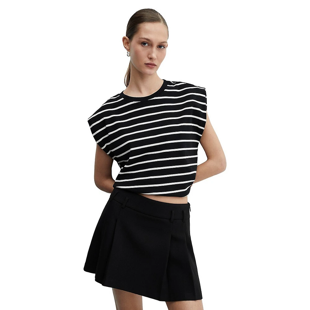 Padded-Shoulder Striped T-Shirt