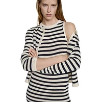 Bodycon Striped Knit Midi Dress