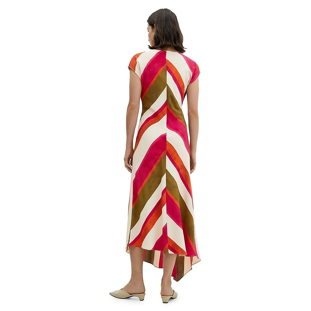 Asymmetrical Striped Midi Dress