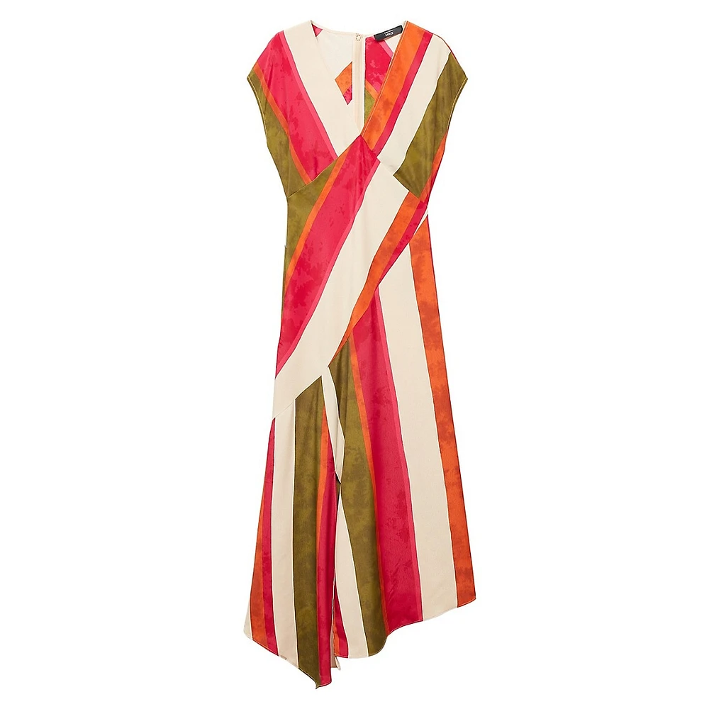 Asymmetrical Striped Midi Dress