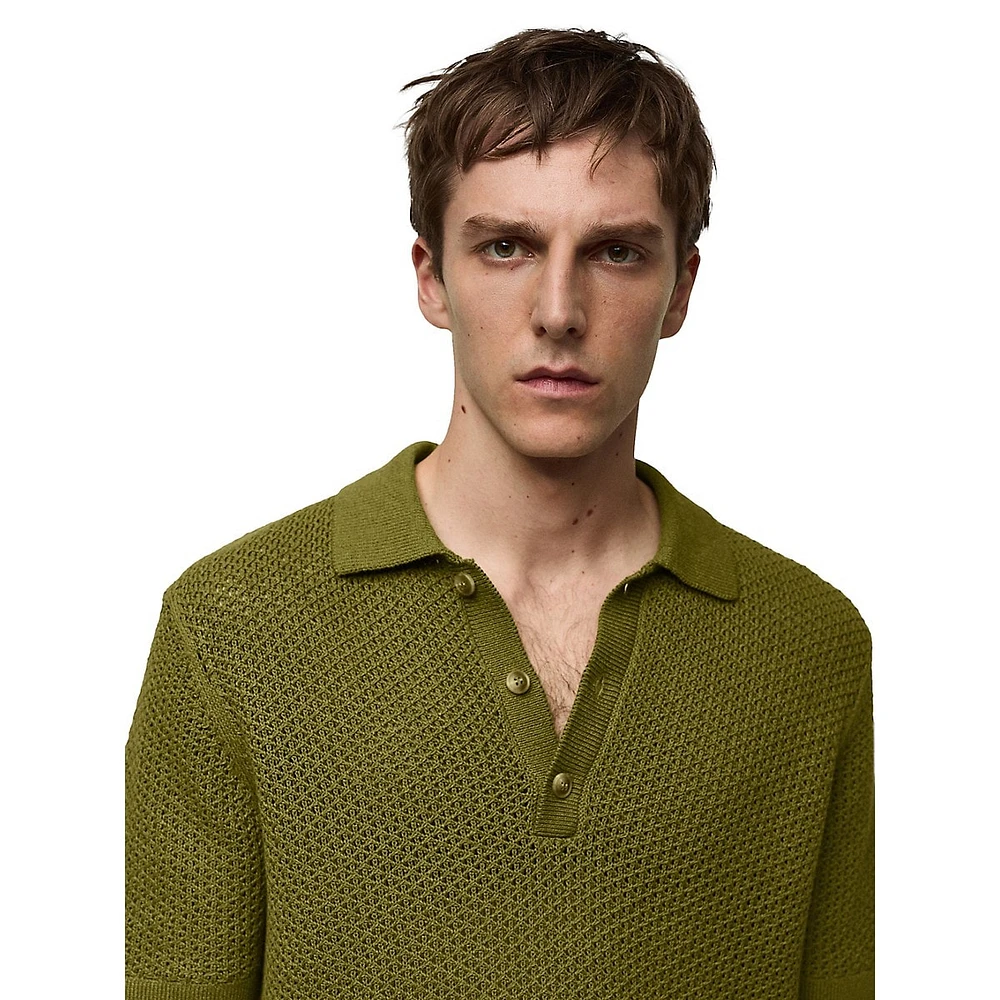 Libre Braided-Knit Polo Shirt