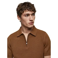 Canario Zip-Neck Textured-Knit Polo Shirt