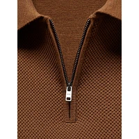 Canario Zip-Neck Textured-Knit Polo Shirt