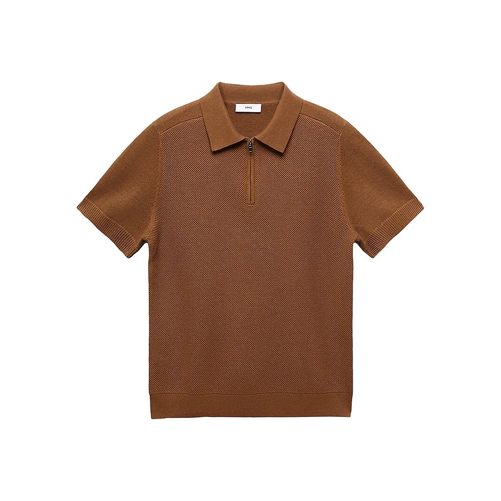 Canario Zip-Neck Textured-Knit Polo Shirt