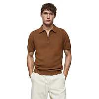 Canario Zip-Neck Textured-Knit Polo Shirt