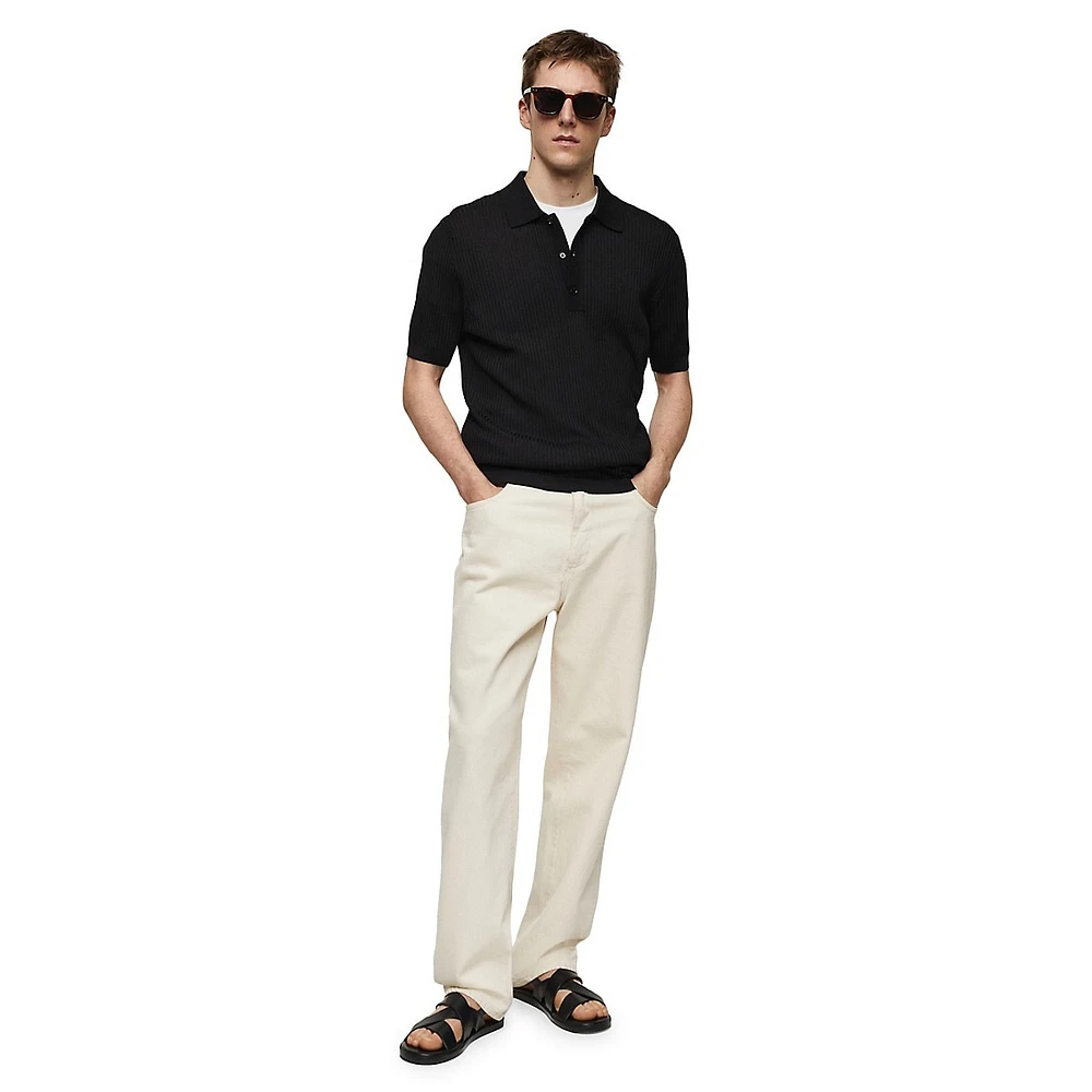 Talaia Ribbed-Knit Polo Shirt