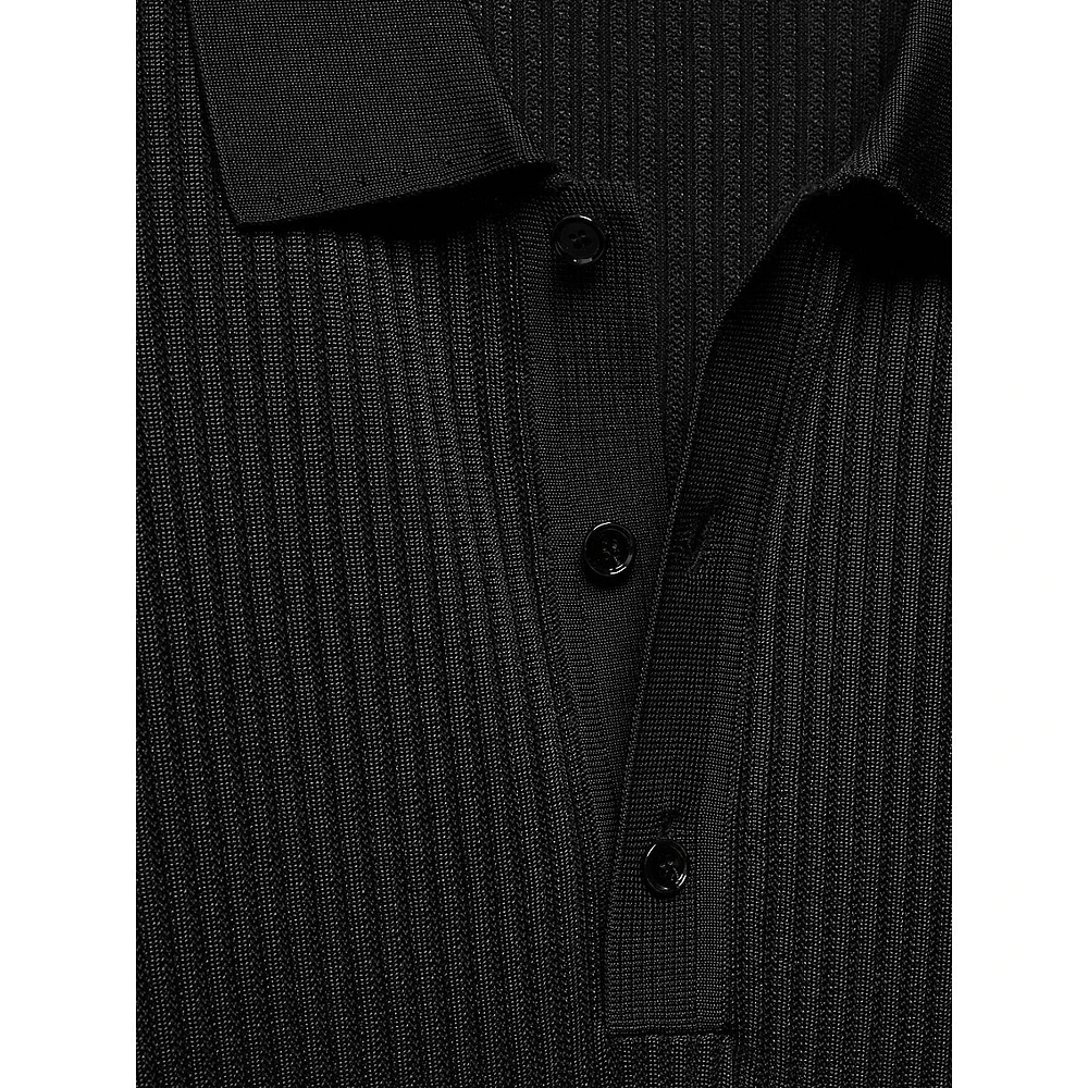 Talaia Ribbed-Knit Polo Shirt