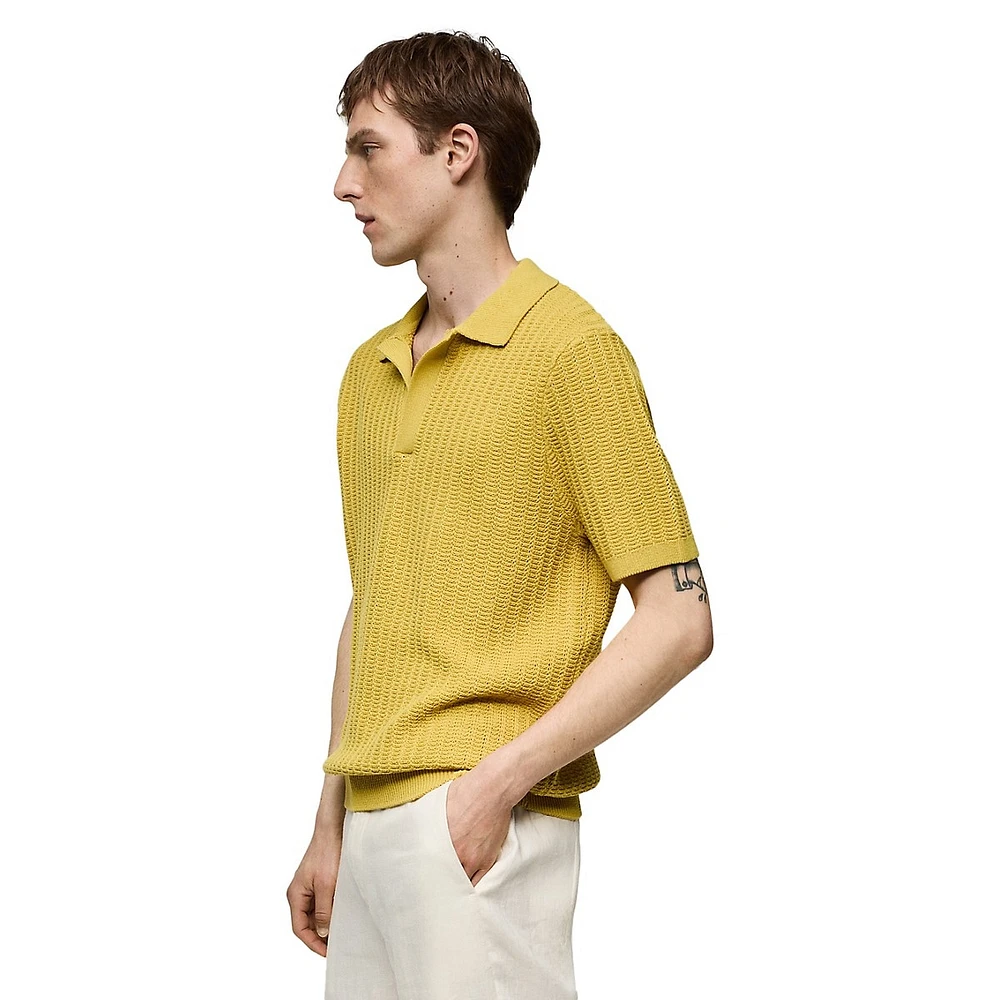 Nomad Braided-Knit Polo Shirt