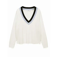 Liga Tipped Scoop V-Neck Sweater