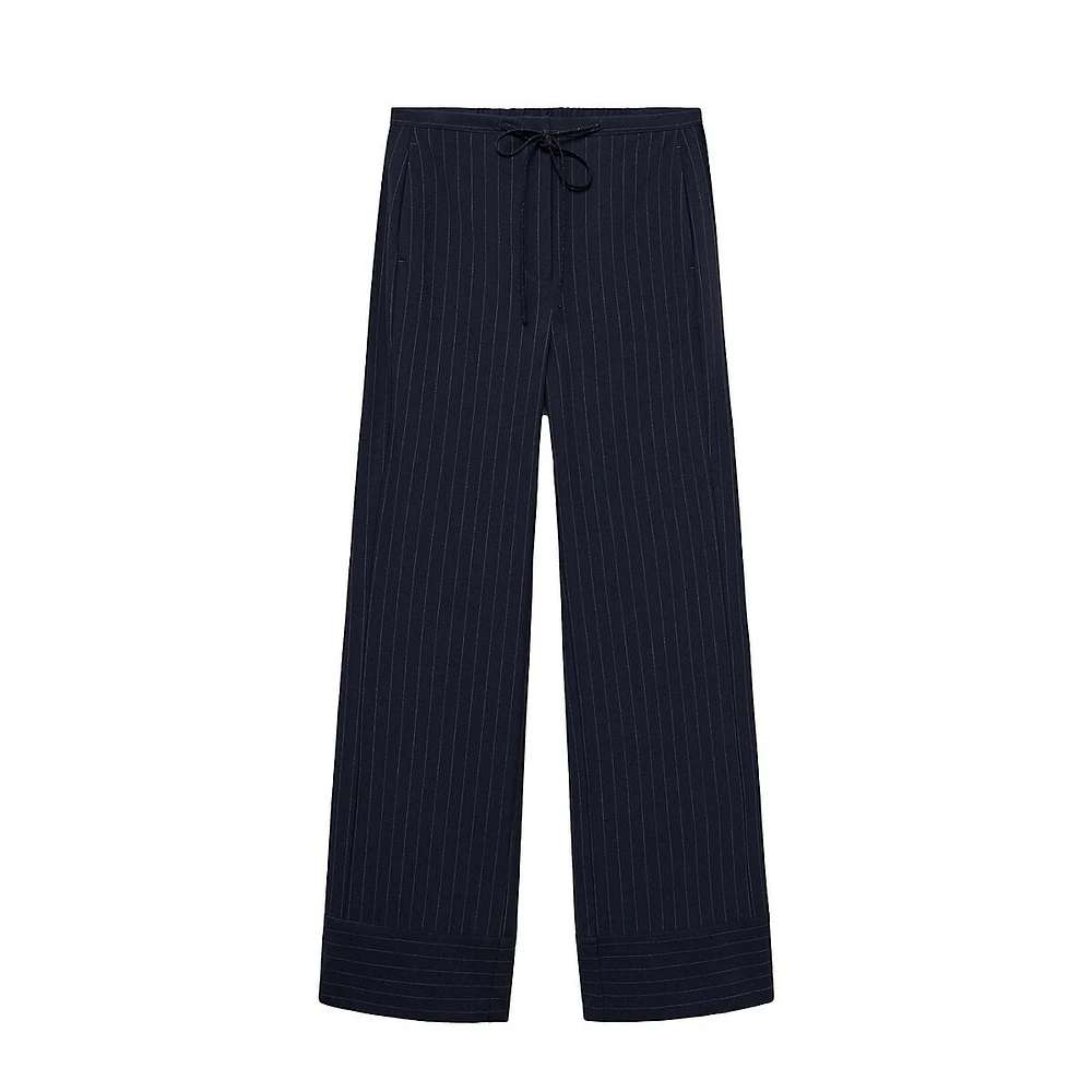 Fiocco Pinstriped Drawstring Wide-Leg Trousers