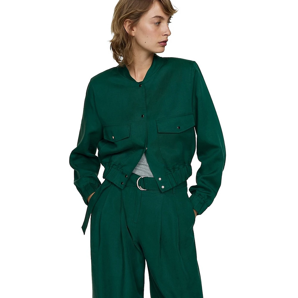 Robbie Belted & Pleated Dress Pants