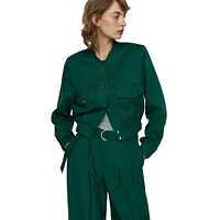 Robbie Belted & Pleated Dress Pants