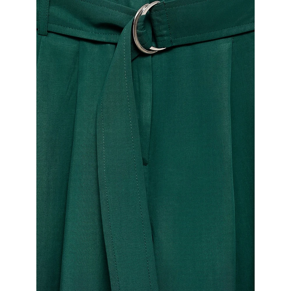 Robbie Belted & Pleated Dress Pants