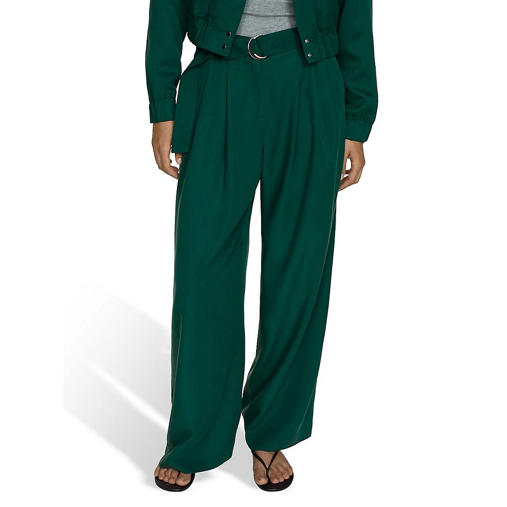 Robbie Belted & Pleated Dress Pants