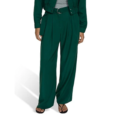 Robbie Belted & Pleated Dress Pants