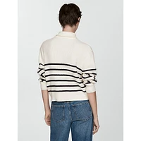 Rizoni Half-Zip Collar Breton Stripe Sweater