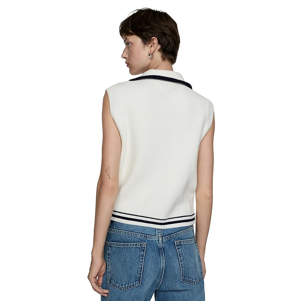 Quarter-Zip Turtleneck Cabled Vest