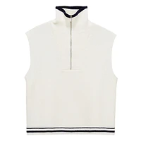 Quarter-Zip Turtleneck Cabled Vest