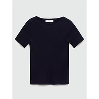 Eddin Short-Sleeve Rib-Knit Sweater