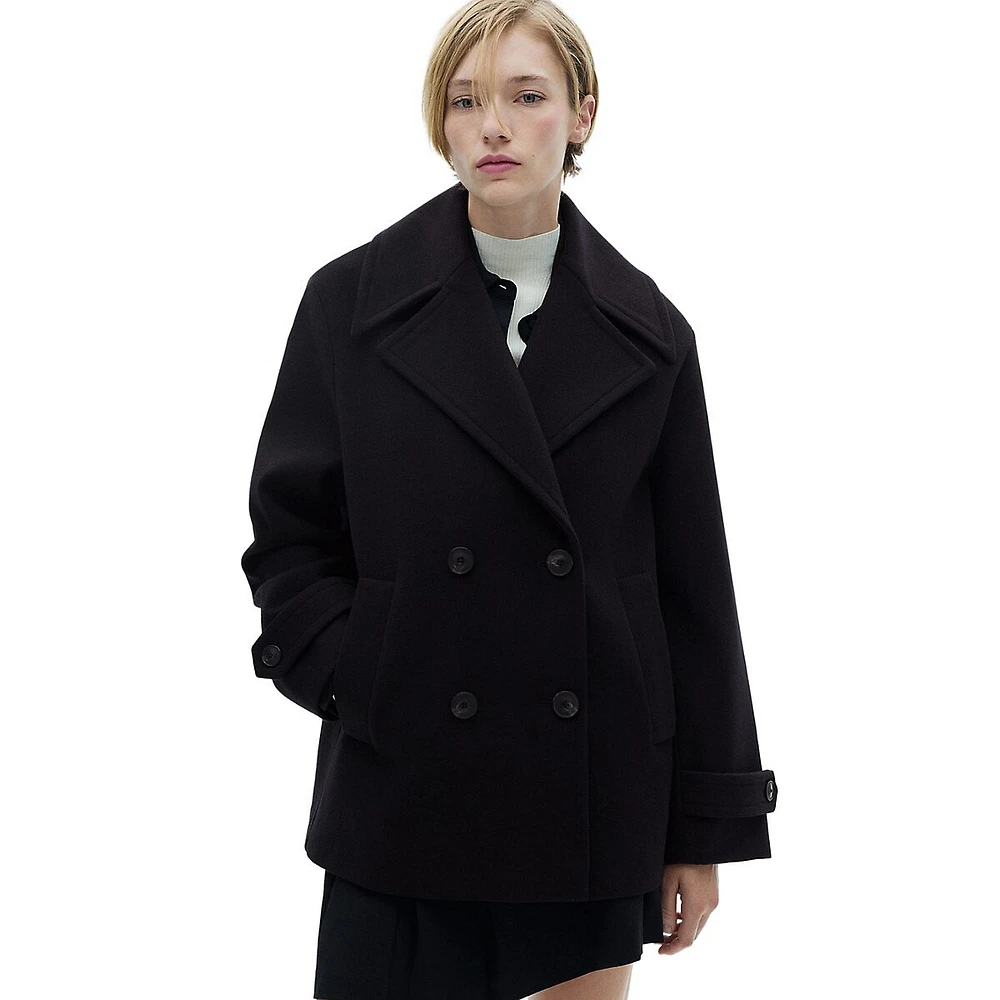 Goya Wool-Blend Double-Breasted Mid Coat