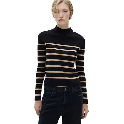 Luccapk Mockneck Shoulder-Button Sweater