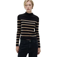 Luccapk Mockneck Shoulder-Button Sweater