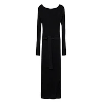 Goleto Boatneck Rib-Knit Maxi Dress