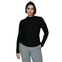 Flurry Fine Ribbed-Knit Mockneck weater