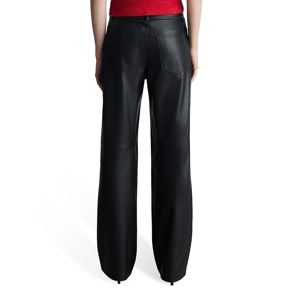 Mid-Rise Faux Leather Five-Pocket Pants