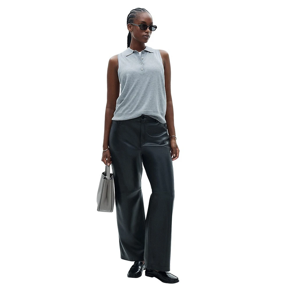 Mid-Rise Faux Leather Five-Pocket Pants