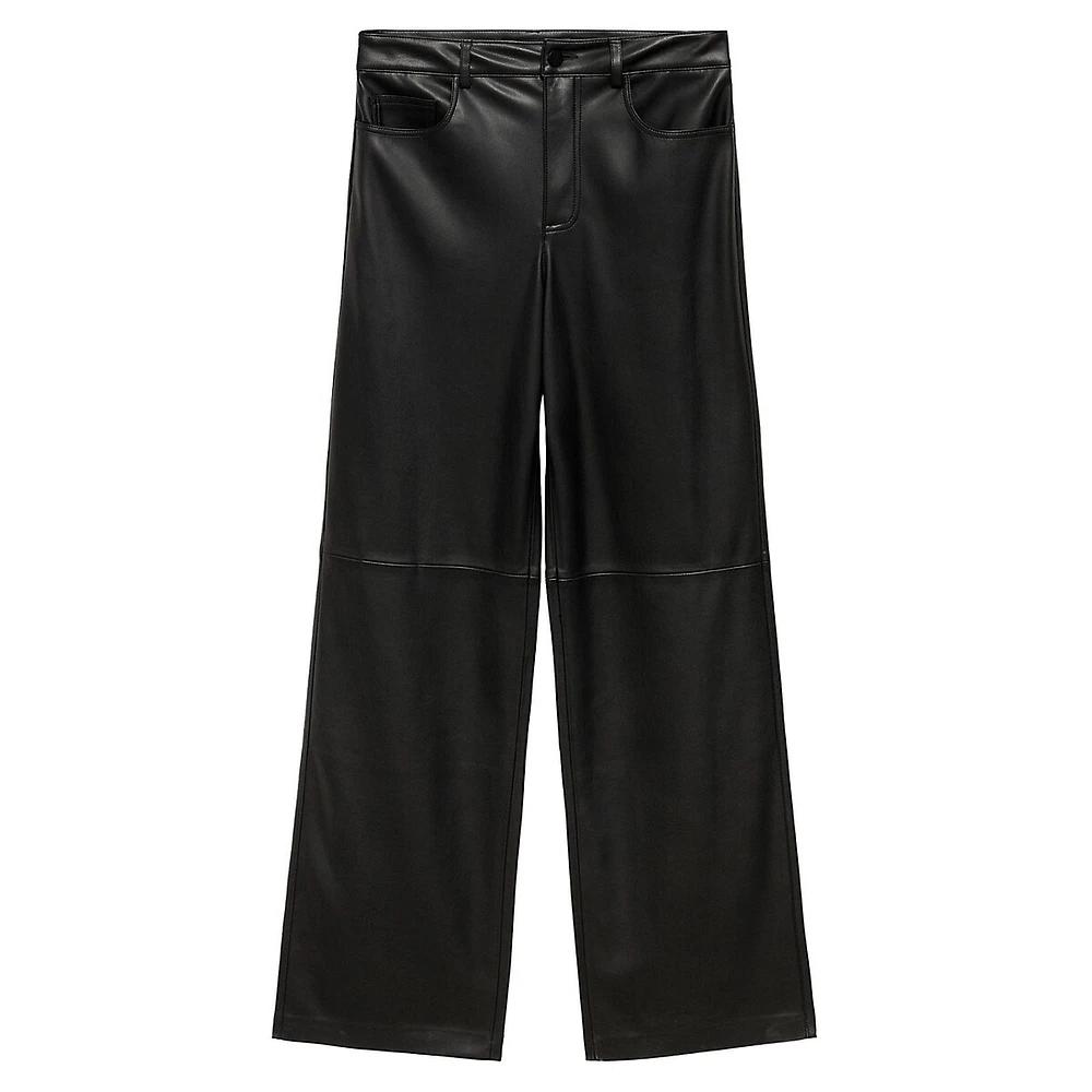 Mid-Rise Faux Leather Five-Pocket Pants