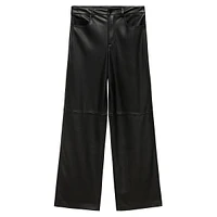 Mid-Rise Faux Leather Five-Pocket Pants