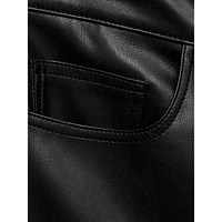 Mid-Rise Faux Leather Five-Pocket Pants