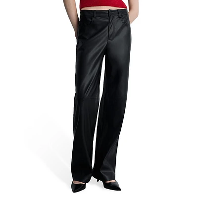 Mid-Rise Faux Leather Five-Pocket Pants