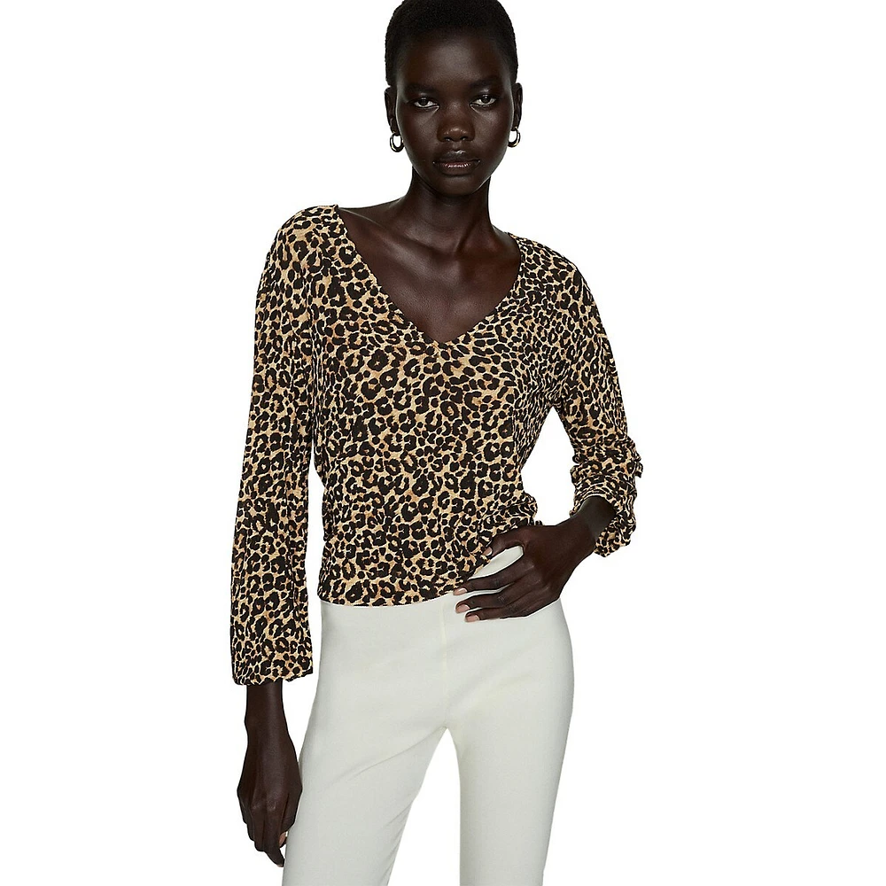 Lin Animal-Print Blouse