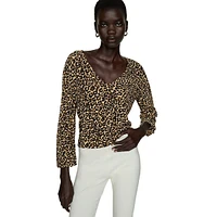 Lin Animal-Print Blouse