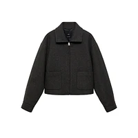 Candy Wool-Blend Patch-Pocket Short Jacket