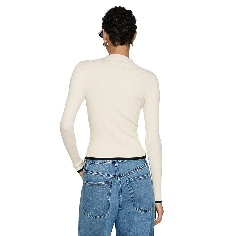 Depaul Contrast-Trim High-Neck Ribbed Sweater