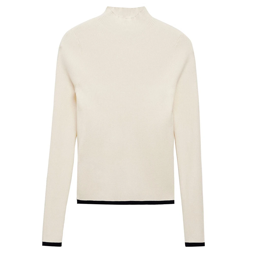 Depaul Contrast-Trim High-Neck Ribbed Sweater