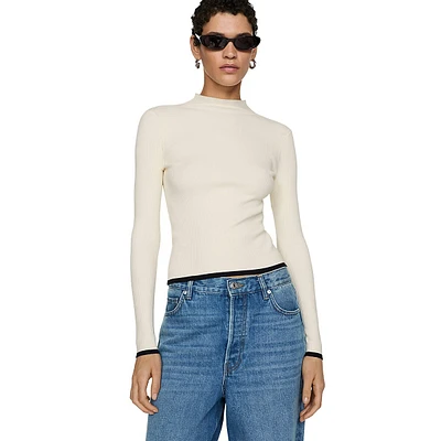 Depaul Contrast-Trim High-Neck Ribbed Sweater