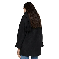 Silvia Collarless Coat With Detachable Scarf