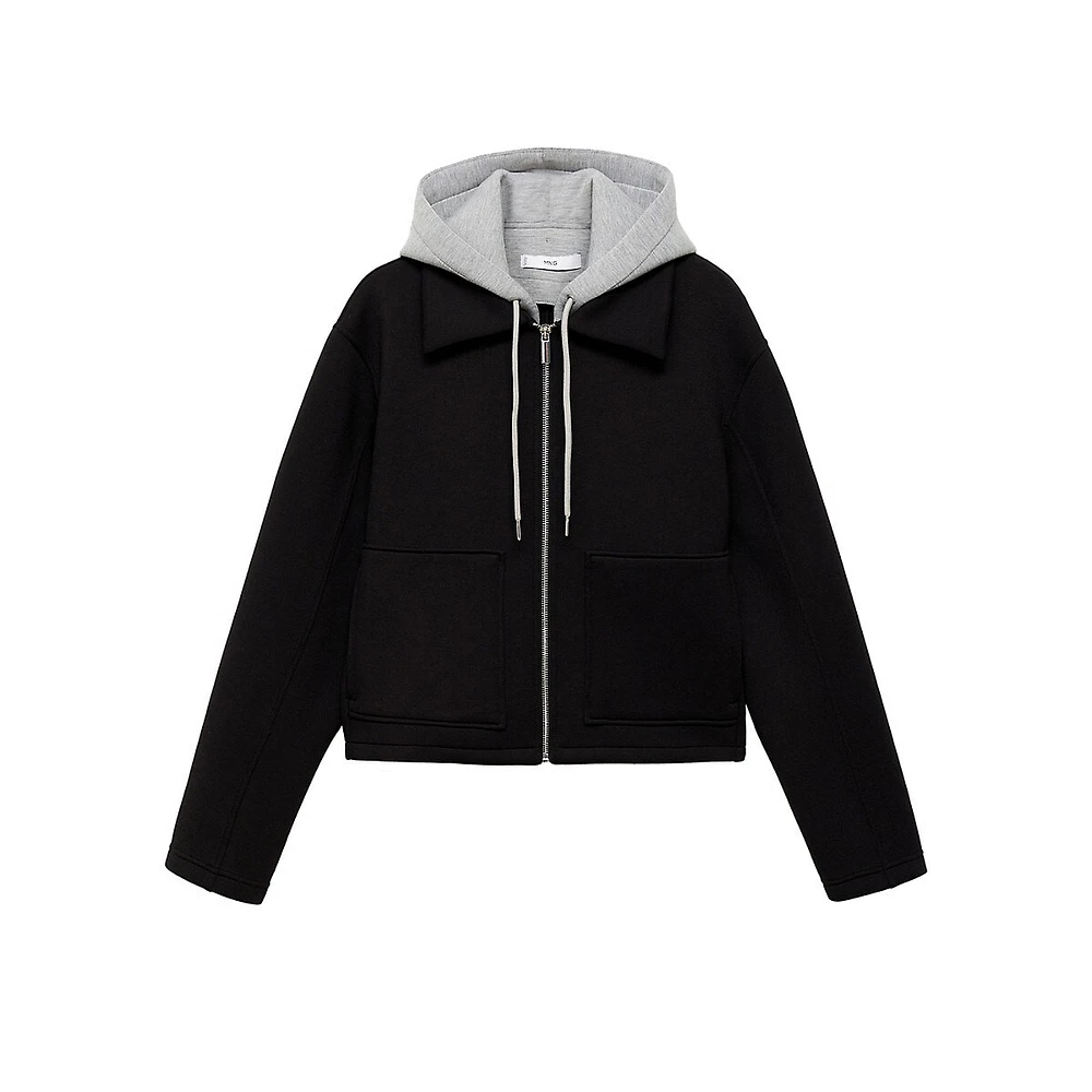 Noa Short Collared Jacket With Hooded Insert