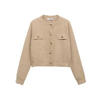 Stella Cropped Rib-Knit Cardigan